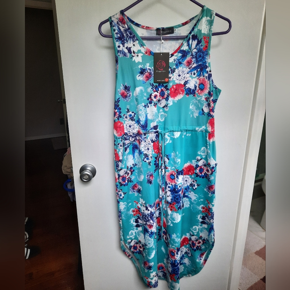 Bloggerlove medium floral summer dress with draw string waist